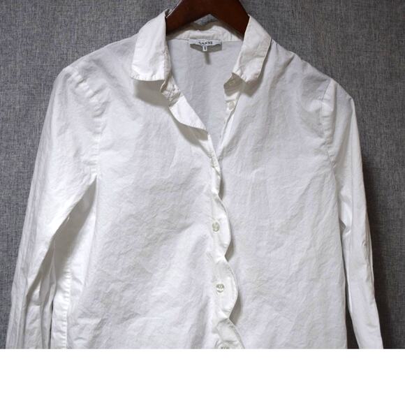 GANNI White Button-Up Shirt Size 36 - Picture 2 of 5